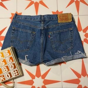 Levi 501 Mid rise Mid Wash Denim Cutoffs